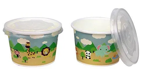 100 Count 8Oz Deli Containers Safari - Durable Food Storage Containers With Lids, Hot And Cold Disposable Containers Use For Frozen Desserts, Soups, Or Any Food Of Your Choice (8Oz)