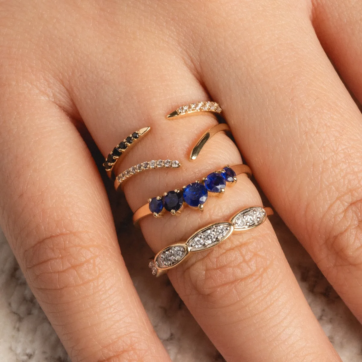 14k Vintage Inspired Diamond Stacking Band