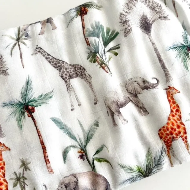 2 Pack Light Safari Muslin Swaddles