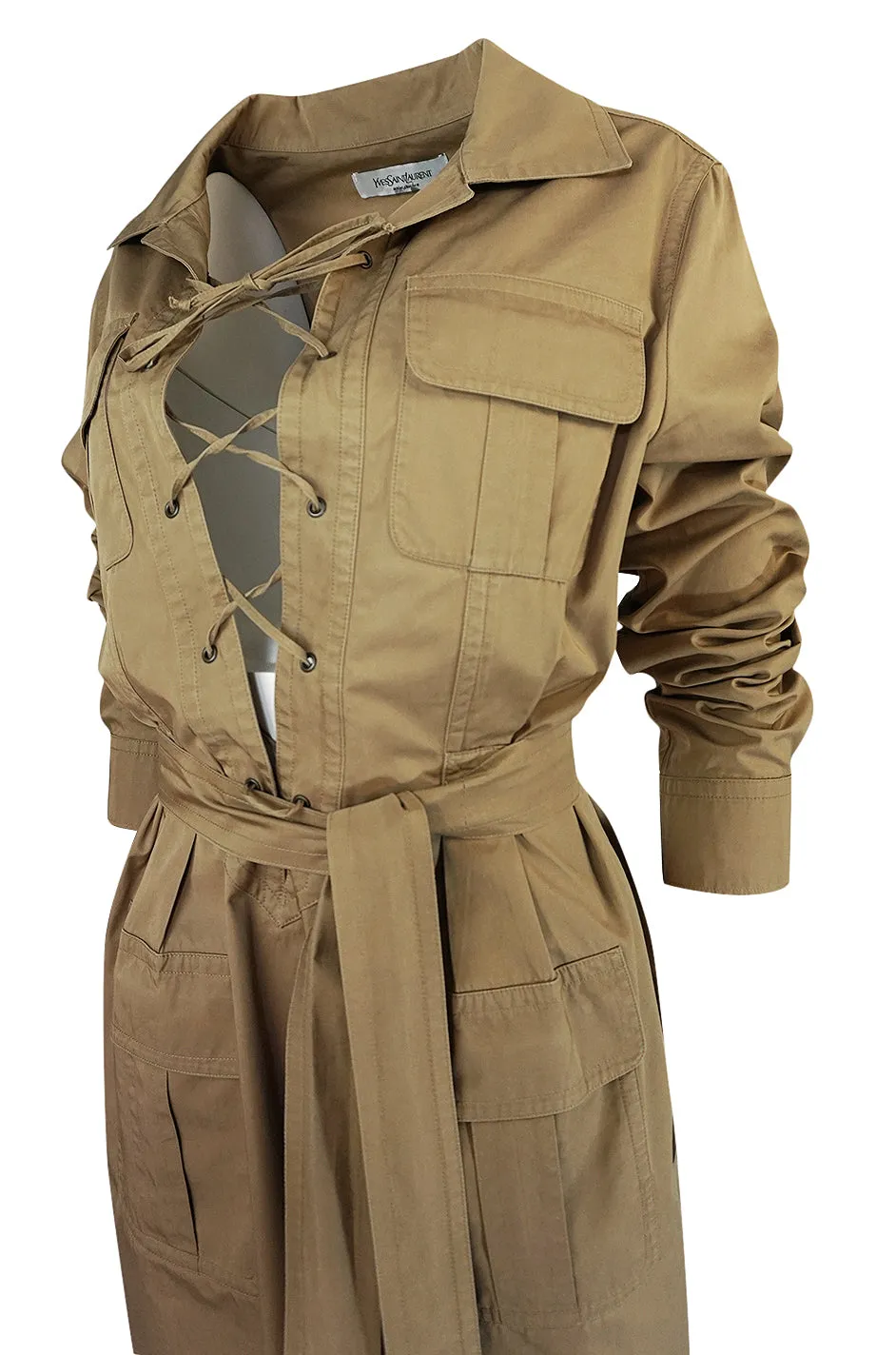 2002 Tom Ford for Yves Saint Laurent Reissue Khaki Safari Dress