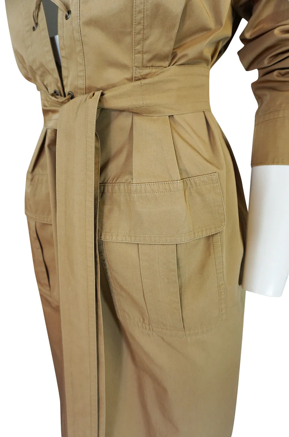 2002 Tom Ford for Yves Saint Laurent Reissue Khaki Safari Dress
