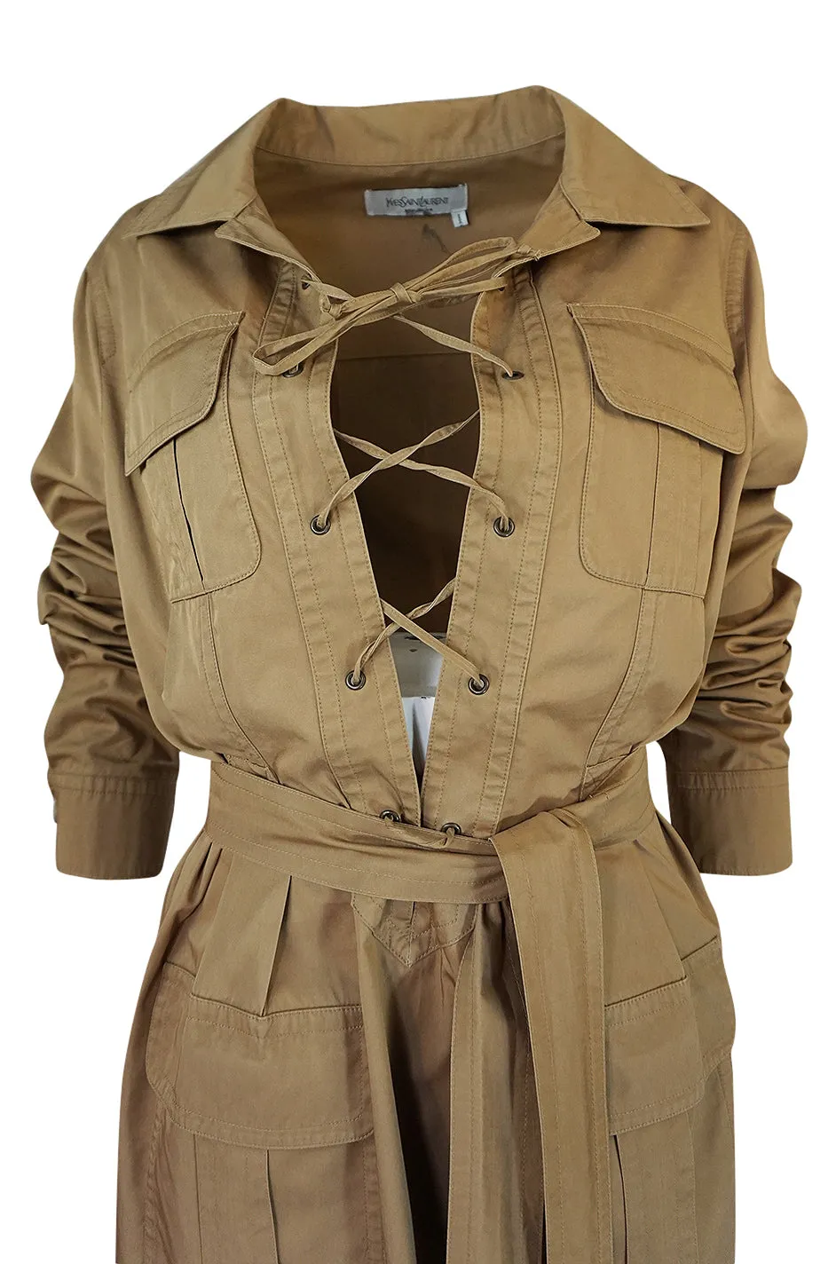 2002 Tom Ford for Yves Saint Laurent Reissue Khaki Safari Dress