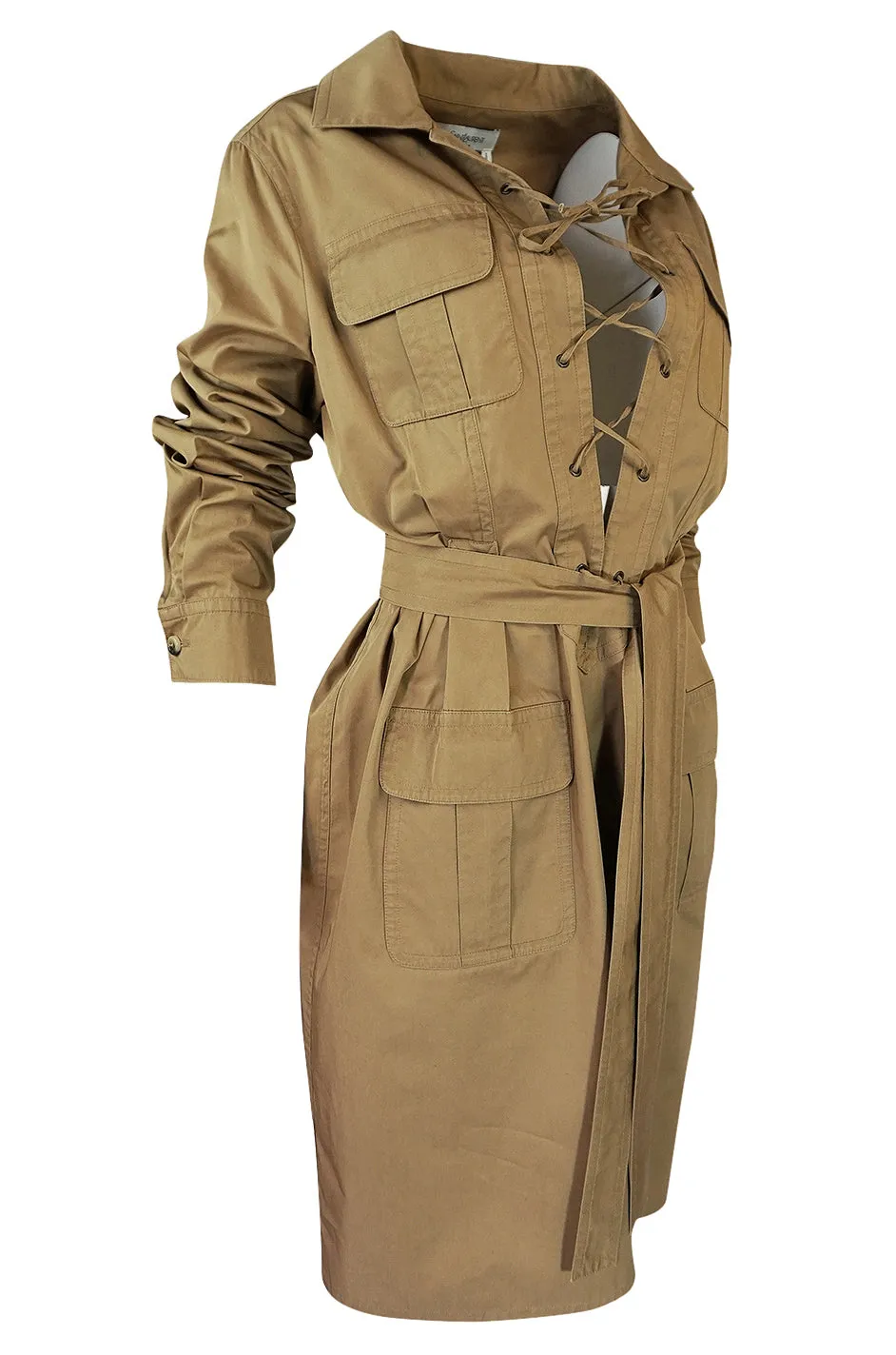 2002 Tom Ford for Yves Saint Laurent Reissue Khaki Safari Dress
