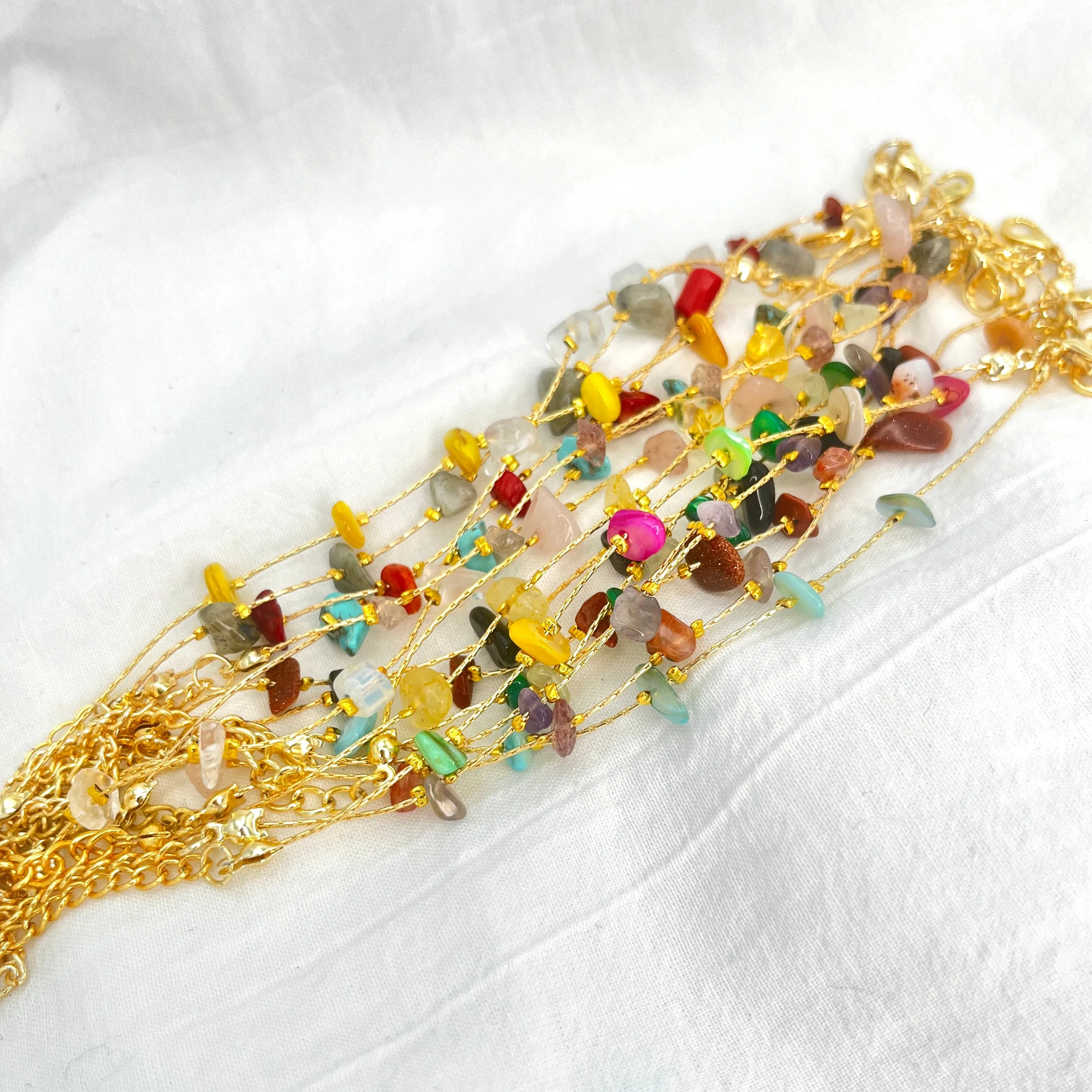 Adjustable Natural Stone Chain Bracelet – Elegant/ Versatile