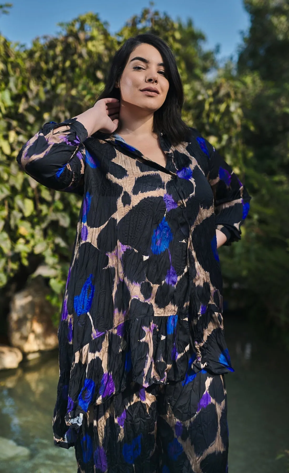 Alembika Amethyst Crinkle Tunic Blouse