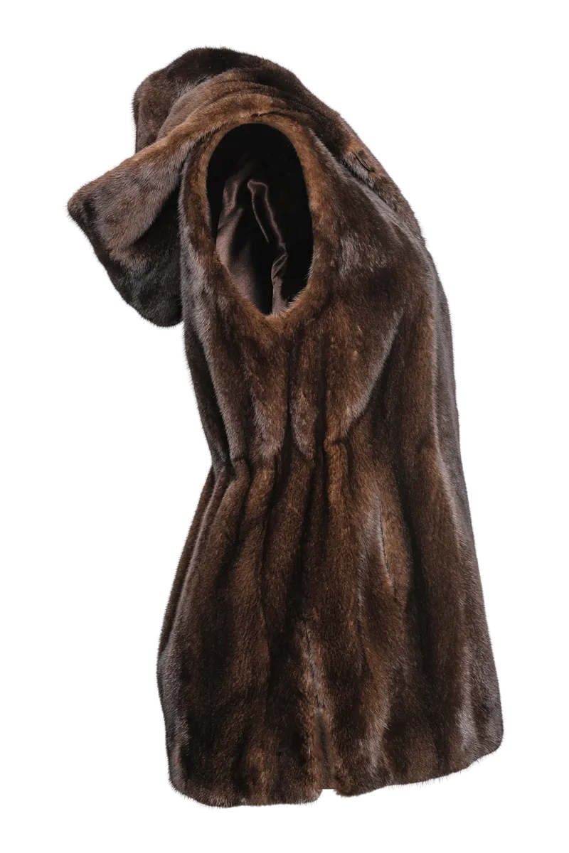 American Hooded Vertical Mink Fur Vest