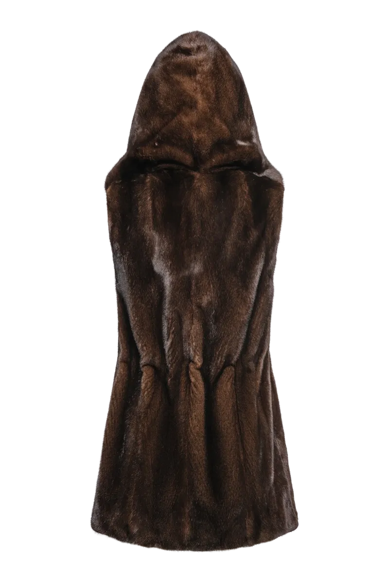 American Hooded Vertical Mink Fur Vest