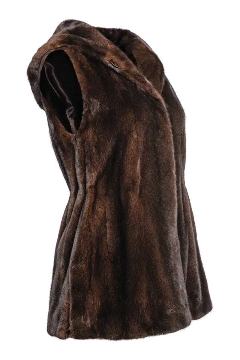 American Hooded Vertical Mink Fur Vest