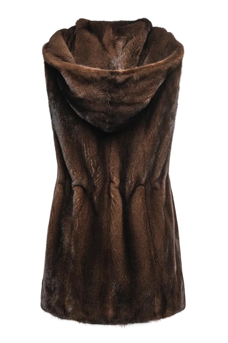 American Hooded Vertical Mink Fur Vest