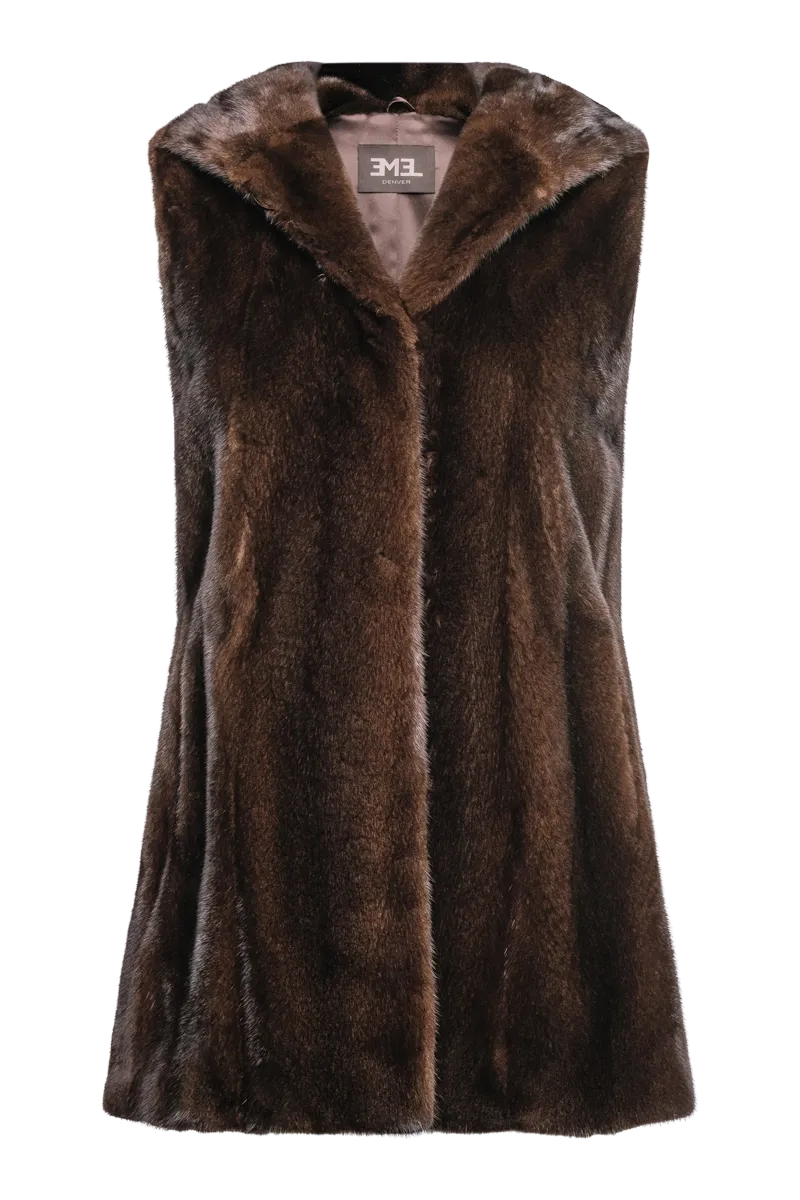 American Hooded Vertical Mink Fur Vest