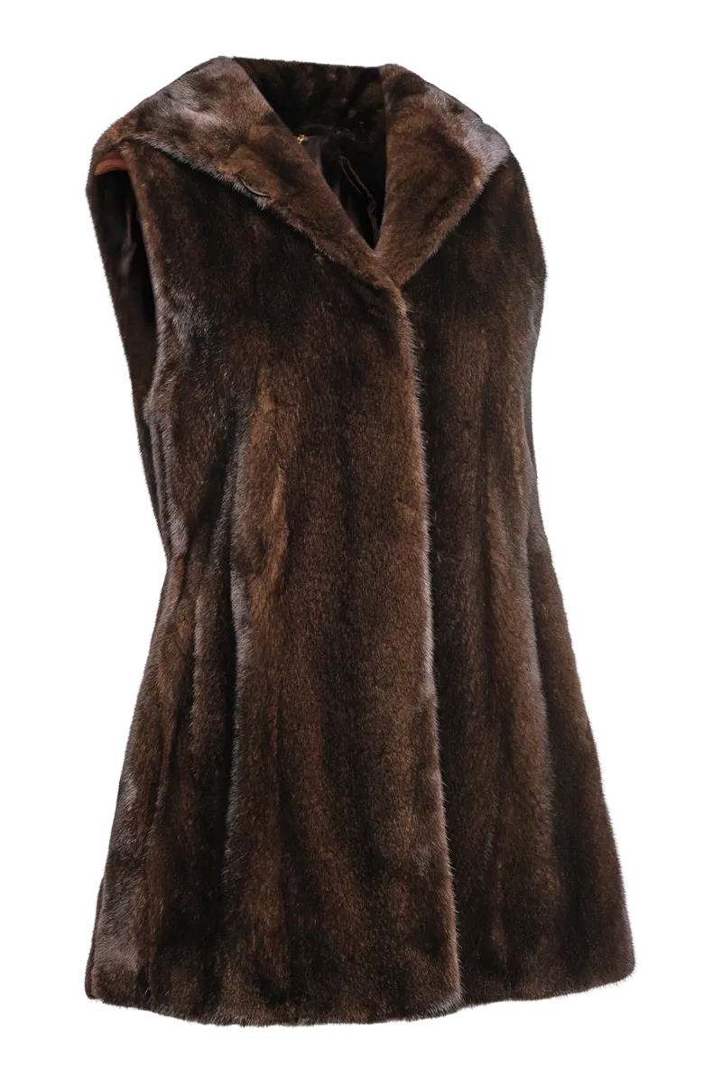 American Hooded Vertical Mink Fur Vest