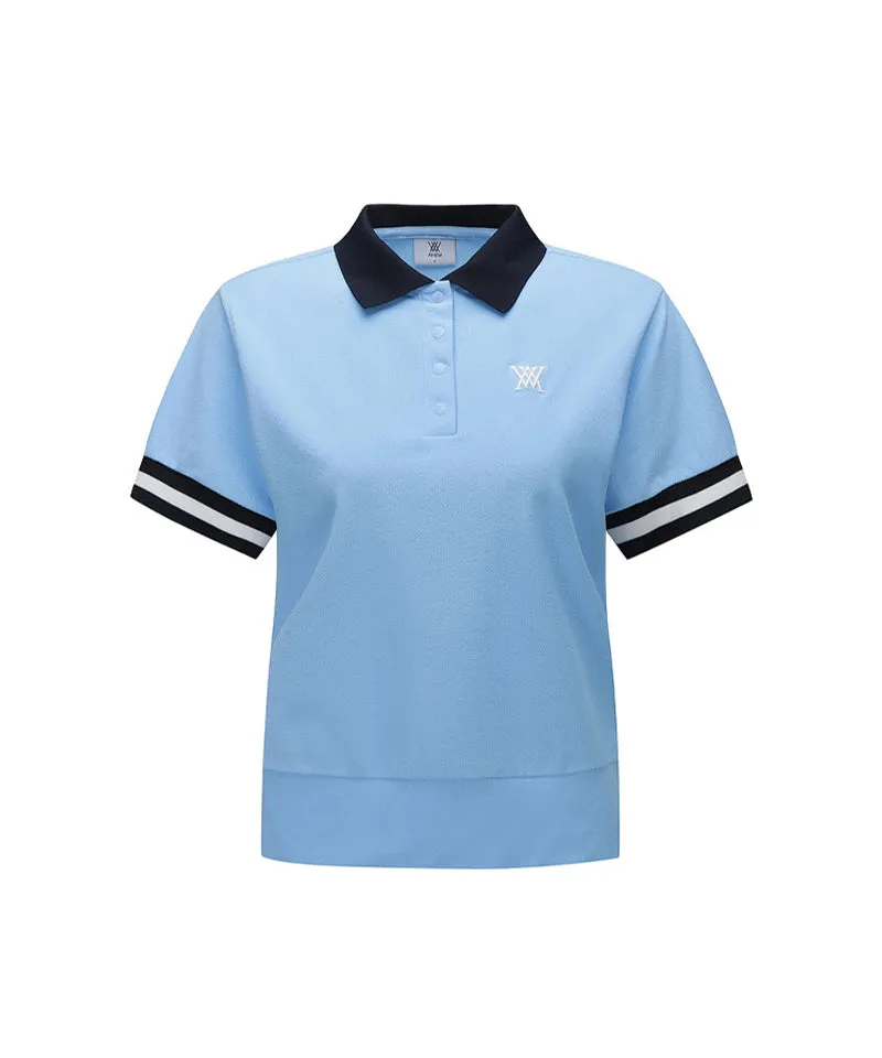 ANEW Golf: Women Terry Material Collar Short T-Shirt - Sky Blue
