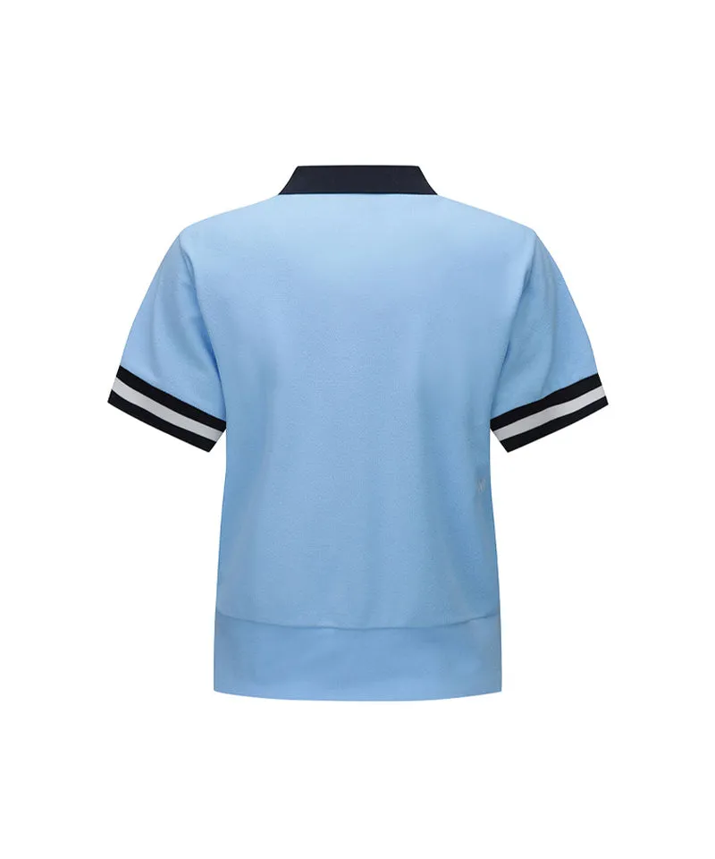 ANEW Golf: Women Terry Material Collar Short T-Shirt - Sky Blue