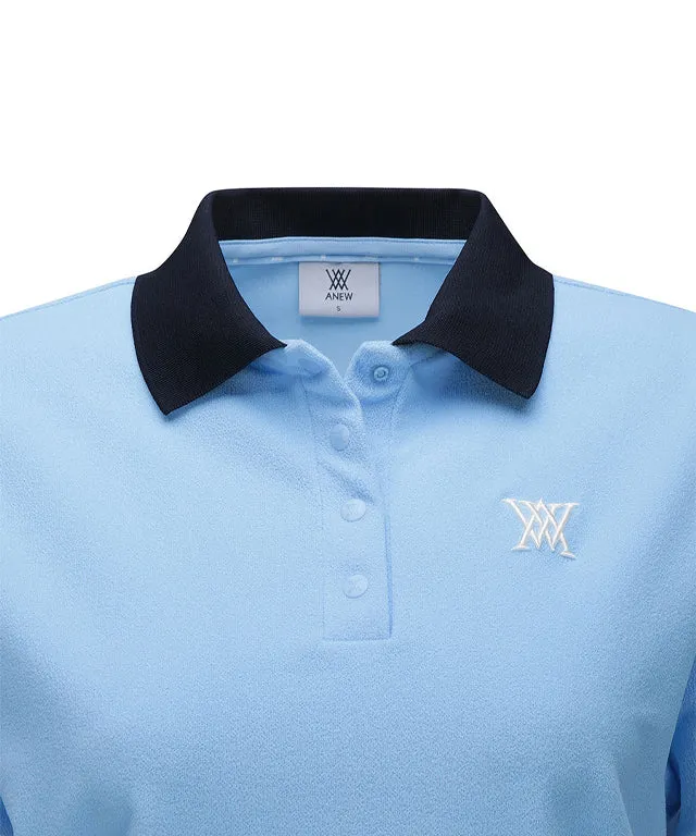 ANEW Golf: Women Terry Material Collar Short T-Shirt - Sky Blue