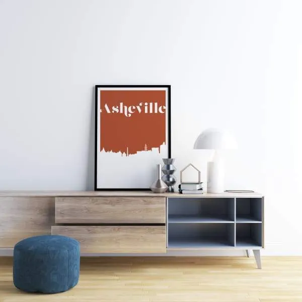 Asheville, North Carolina retro inspired city skyline