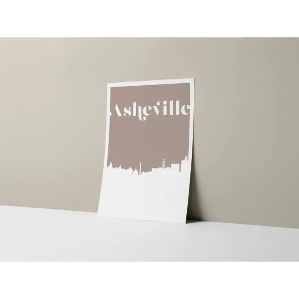Asheville, North Carolina retro inspired city skyline