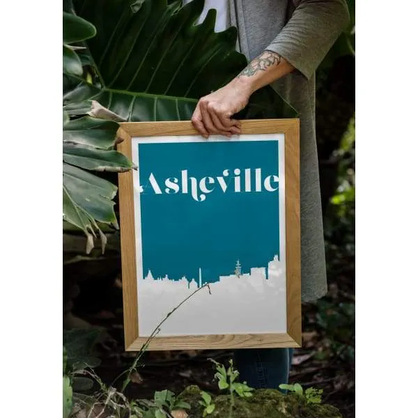 Asheville, North Carolina retro inspired city skyline