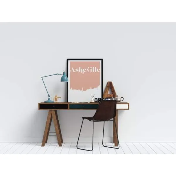 Asheville, North Carolina retro inspired city skyline