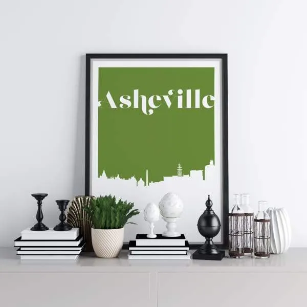 Asheville, North Carolina retro inspired city skyline
