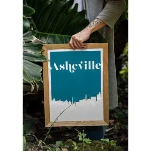 Asheville, North Carolina retro inspired city skyline