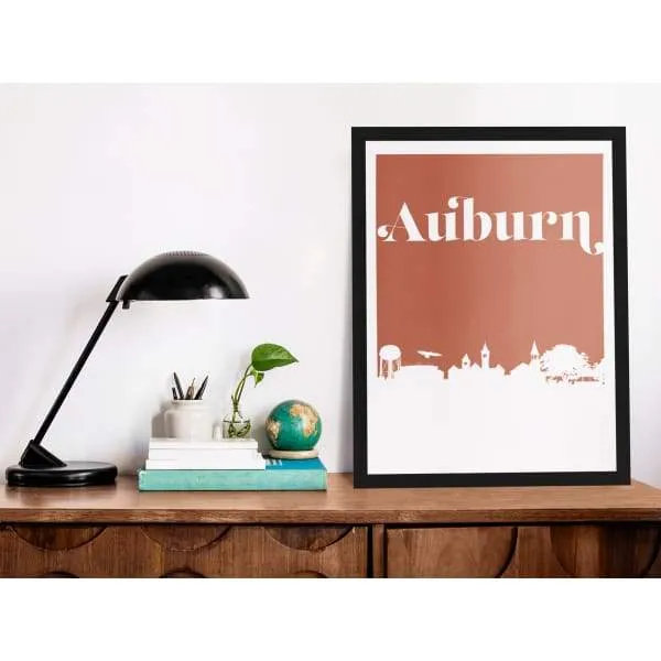 Auburn, Alabama retro inspired city skyline