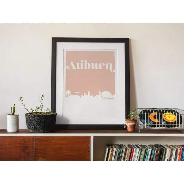 Auburn, Alabama retro inspired city skyline