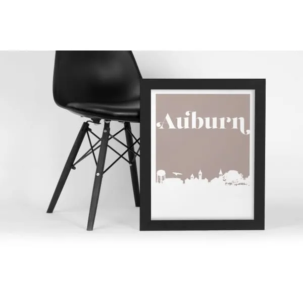 Auburn, Alabama retro inspired city skyline