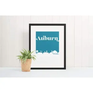 Auburn, Alabama retro inspired city skyline