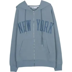 Baby Blue Y2K Hoodie with Stylish New York Embroidery