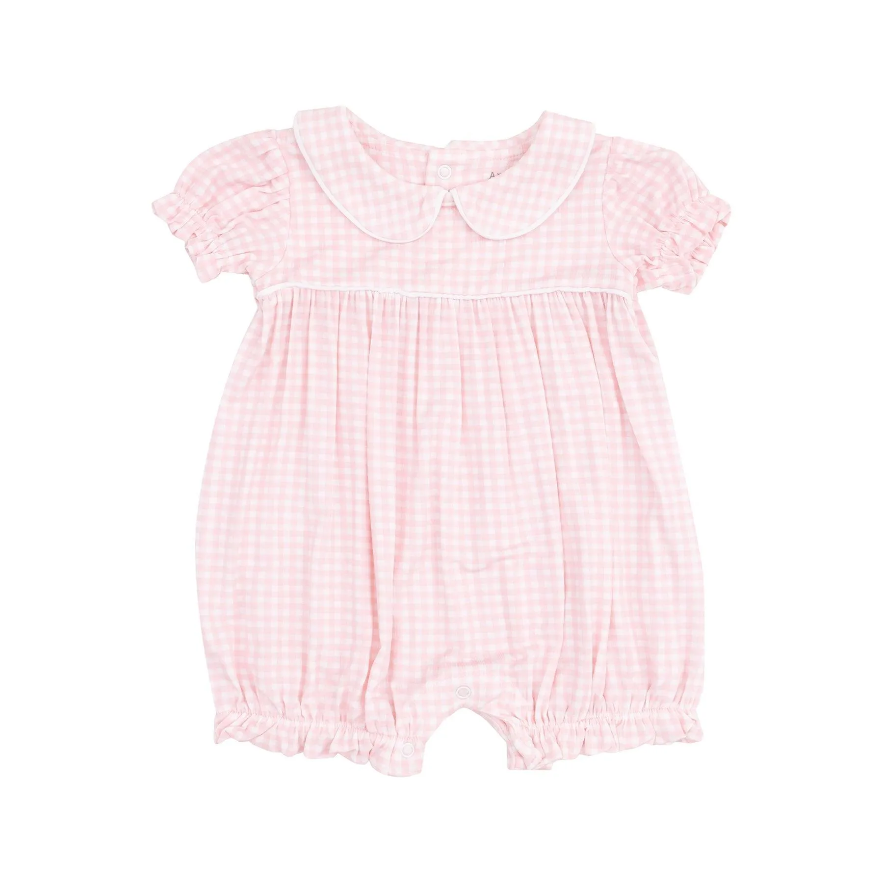 Baby Girl Jumpsuits and Rompers | Classic Baby Doll Bubble- Mini Gingham Pink | Angel Dear