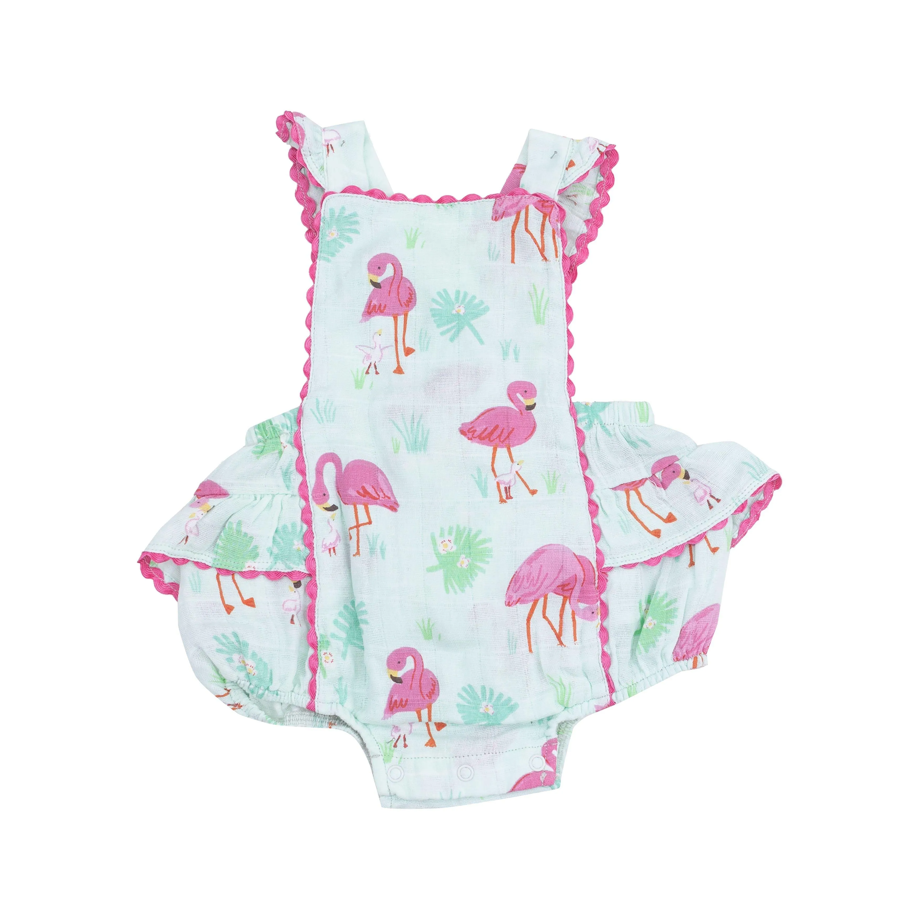 Baby Girl Jumpsuits and Rompers | Ruffle Sunsuit - Flamingos | Angel Dear