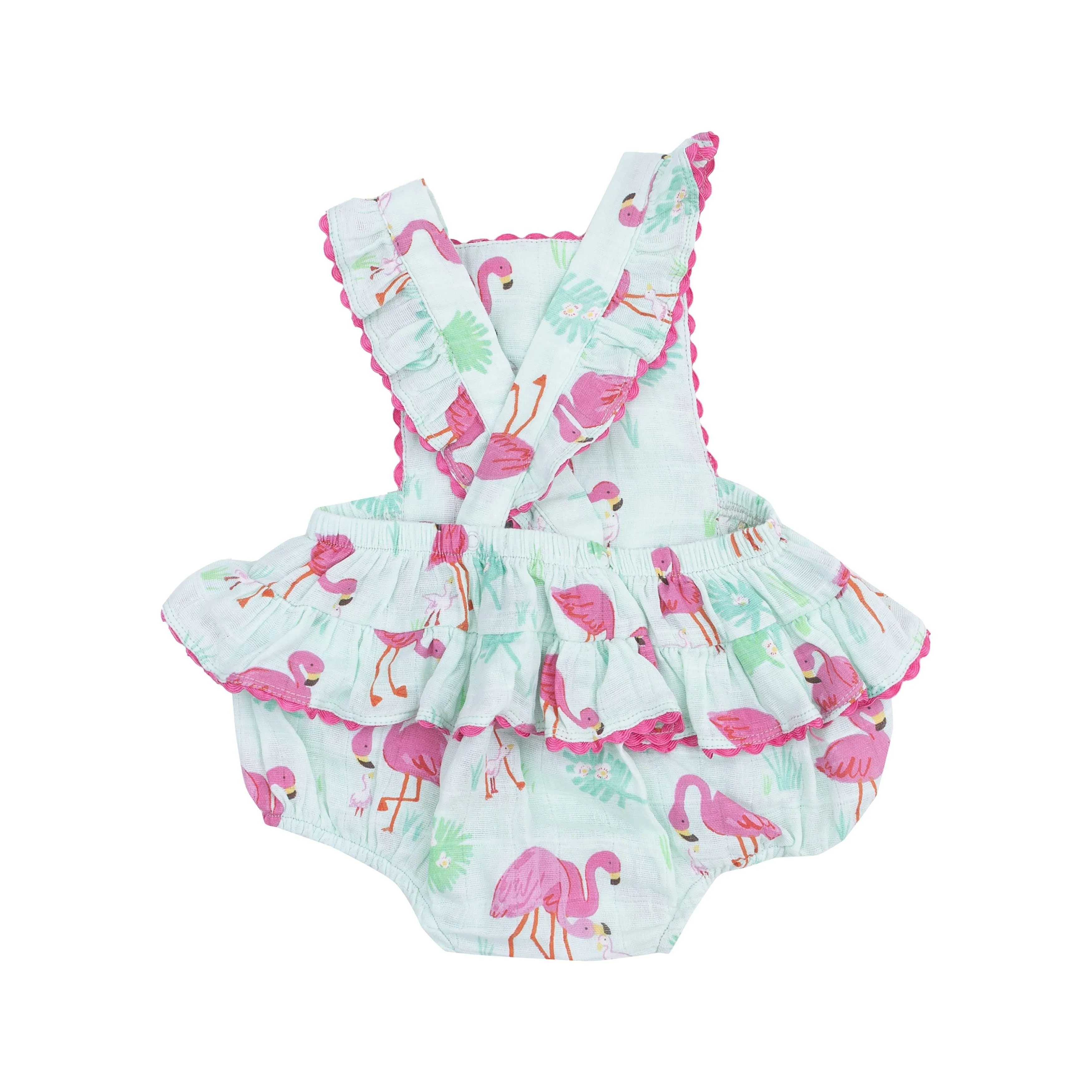 Baby Girl Jumpsuits and Rompers | Ruffle Sunsuit - Flamingos | Angel Dear