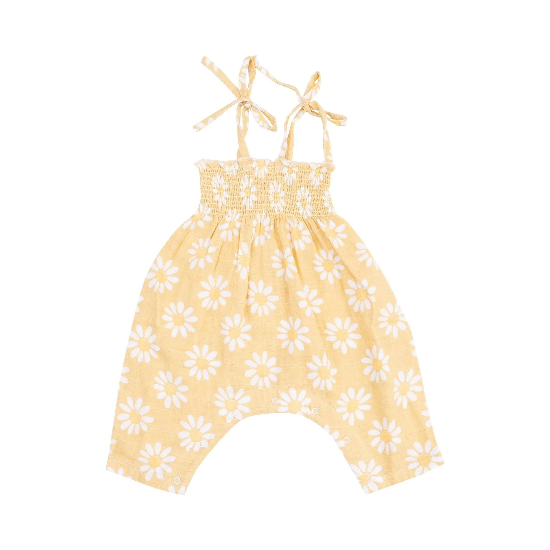 Baby Girl Jumpsuits and Rompers | Smocked Romper-Yellow Mod Daisy| Angel Dear