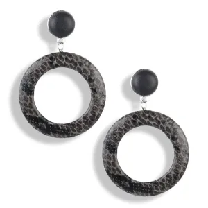 Black Serpentine Open Circle Drop Earrings