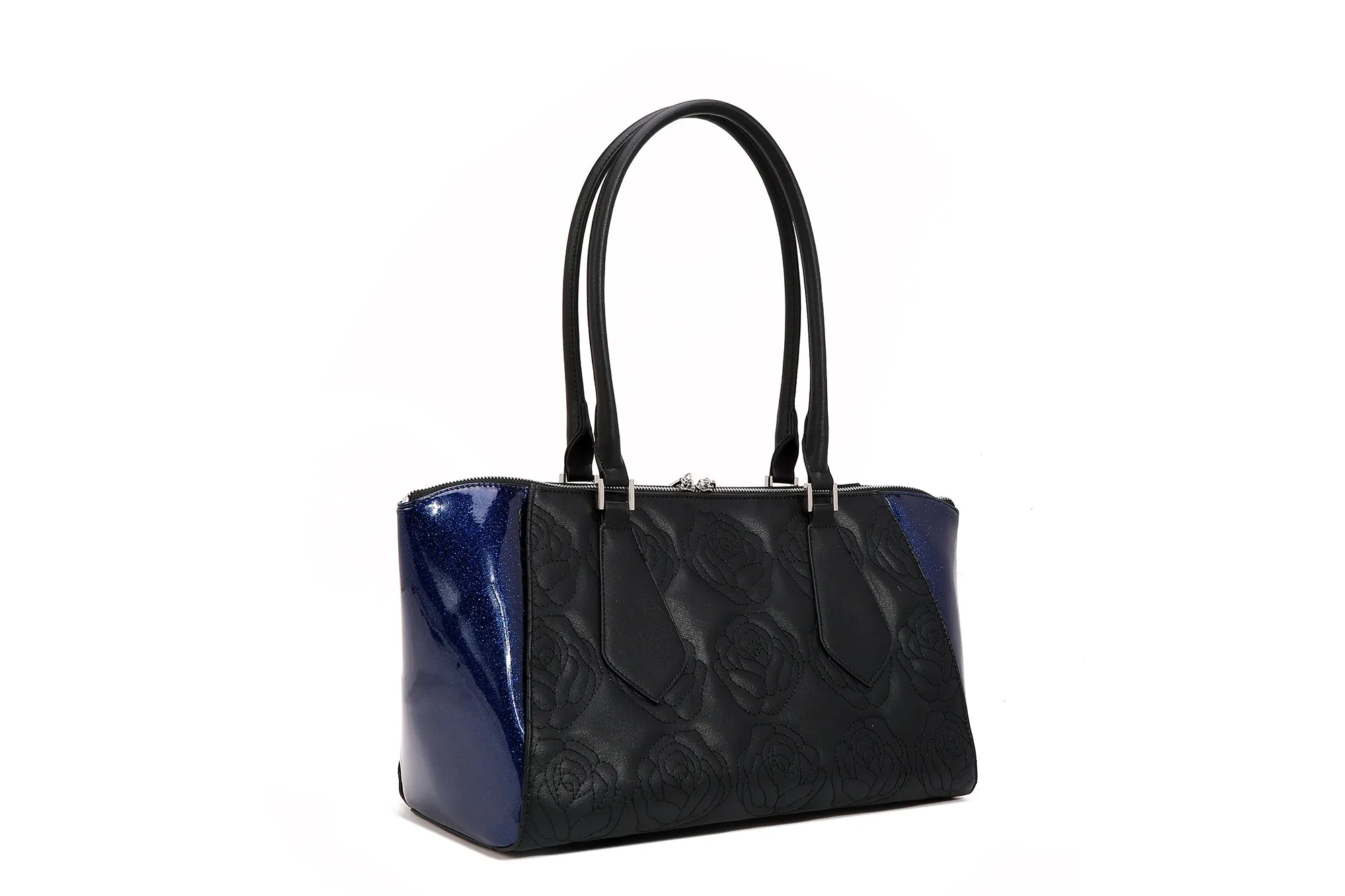 Black with Royal Blue Sparkle Safari Tote