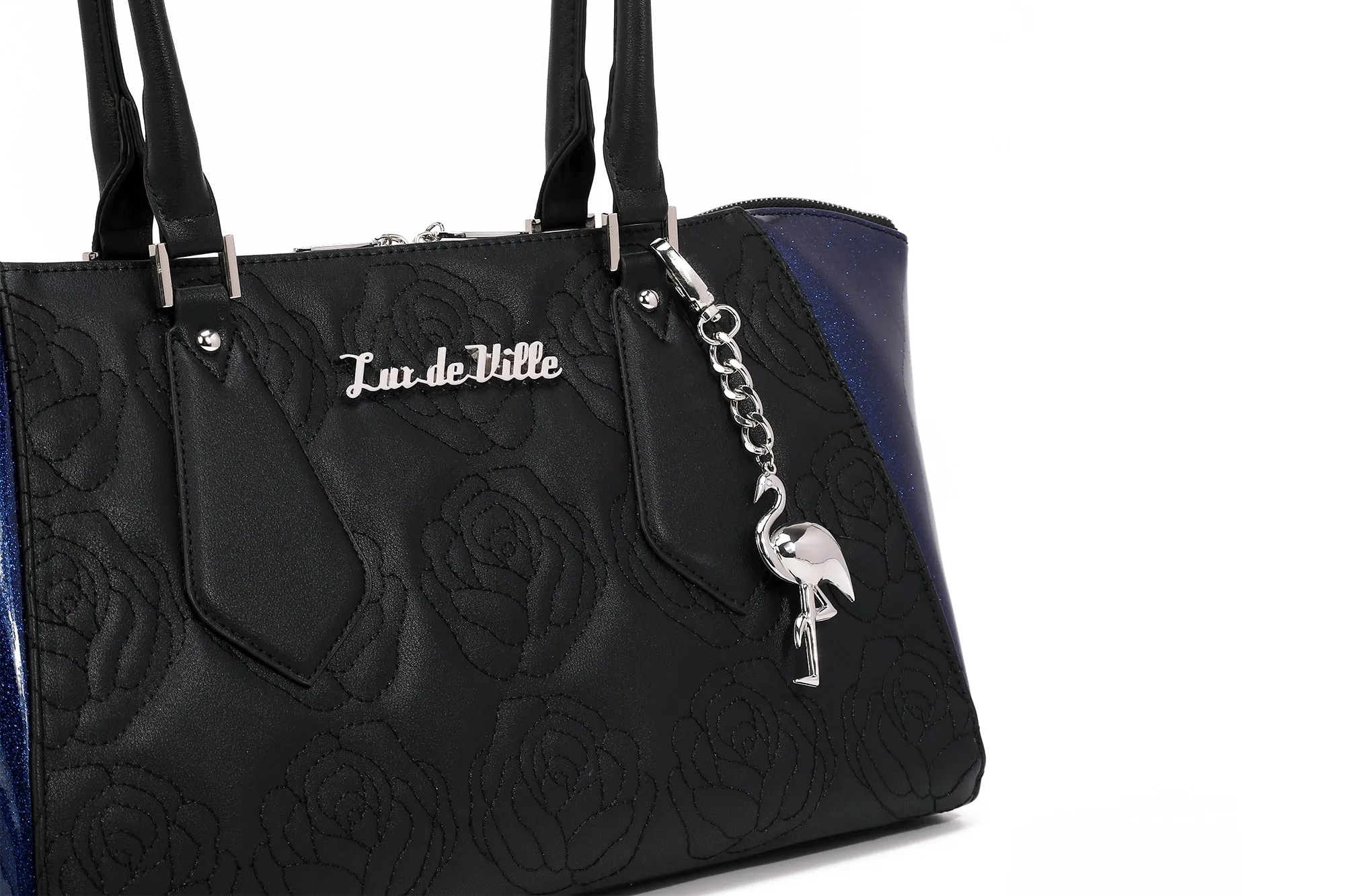 Black with Royal Blue Sparkle Safari Tote