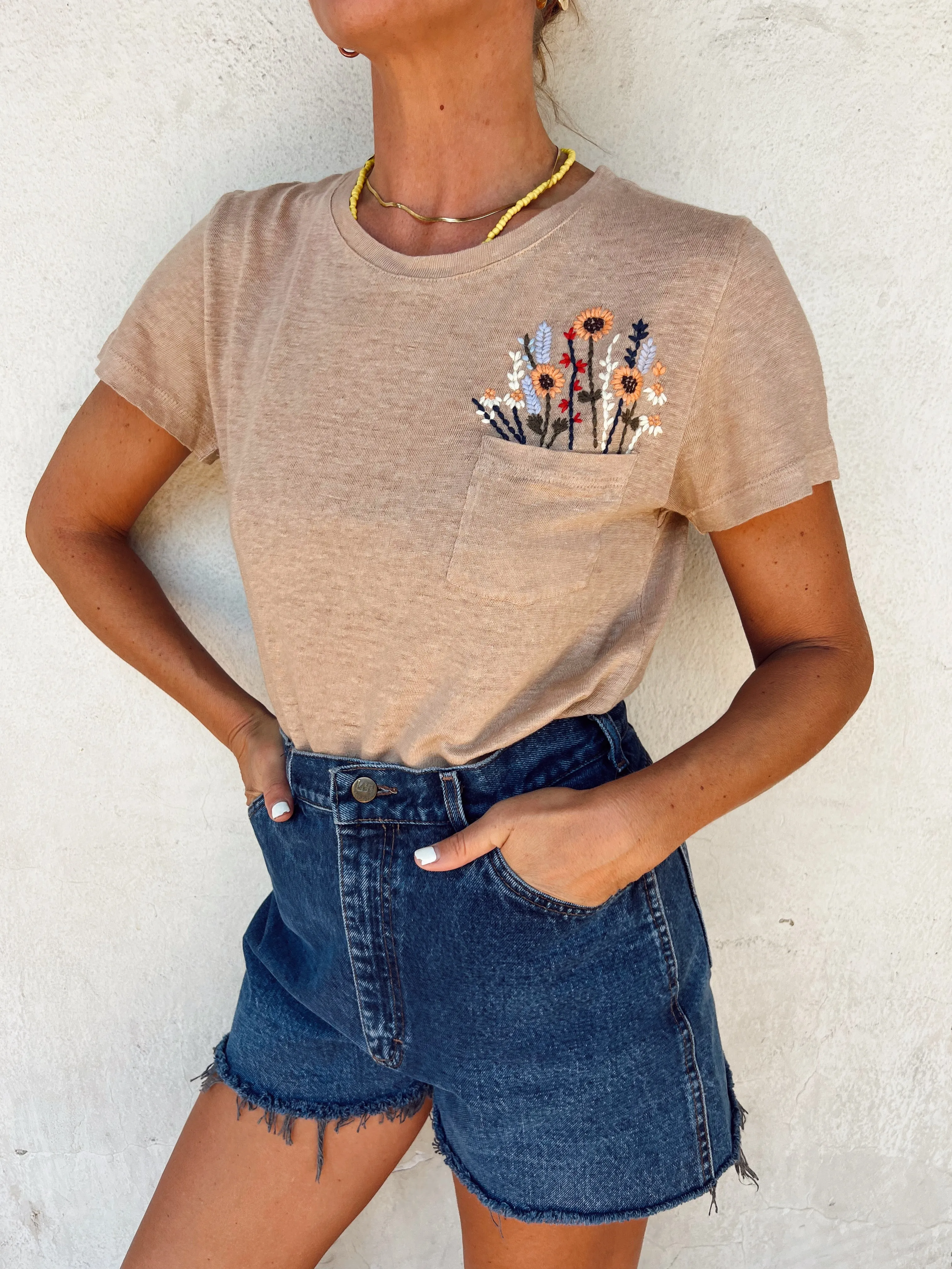 BLOOMING POCKET TEE | KHAKI