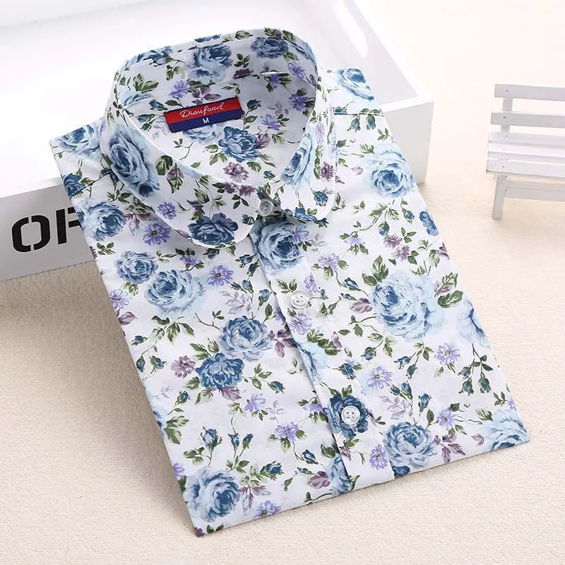 Blouses Women Long Sleeve Shirts Animal Print Cotton Ladies Tops Vintage Clothing Womens Shirt Plus Size 5XL