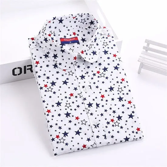 Blouses Women Long Sleeve Shirts Animal Print Cotton Ladies Tops Vintage Clothing Womens Shirt Plus Size 5XL