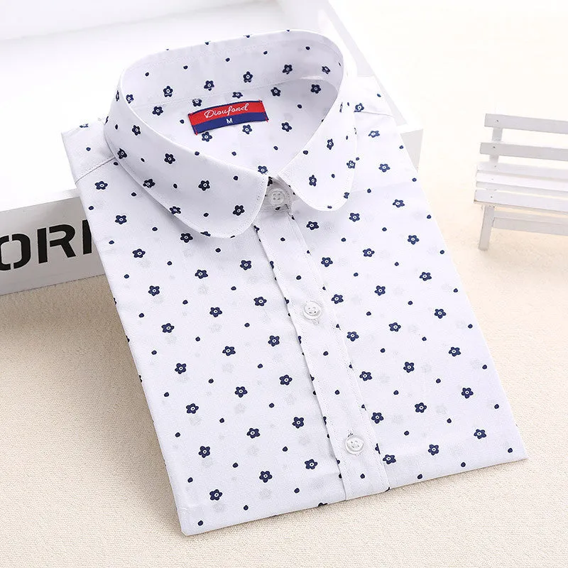 Blouses Women Long Sleeve Shirts Animal Print Cotton Ladies Tops Vintage Clothing Womens Shirt Plus Size 5XL