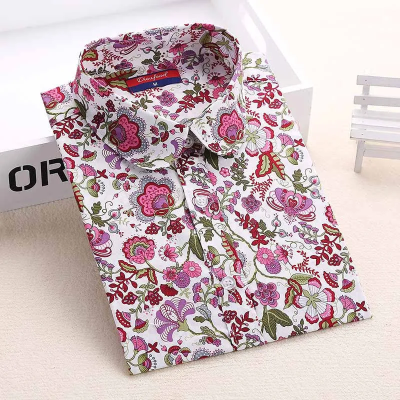 Blouses Women Long Sleeve Shirts Animal Print Cotton Ladies Tops Vintage Clothing Womens Shirt Plus Size 5XL