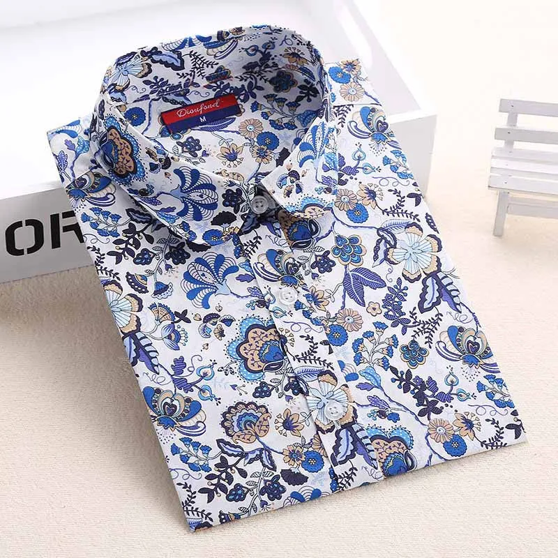 Blouses Women Long Sleeve Shirts Animal Print Cotton Ladies Tops Vintage Clothing Womens Shirt Plus Size 5XL