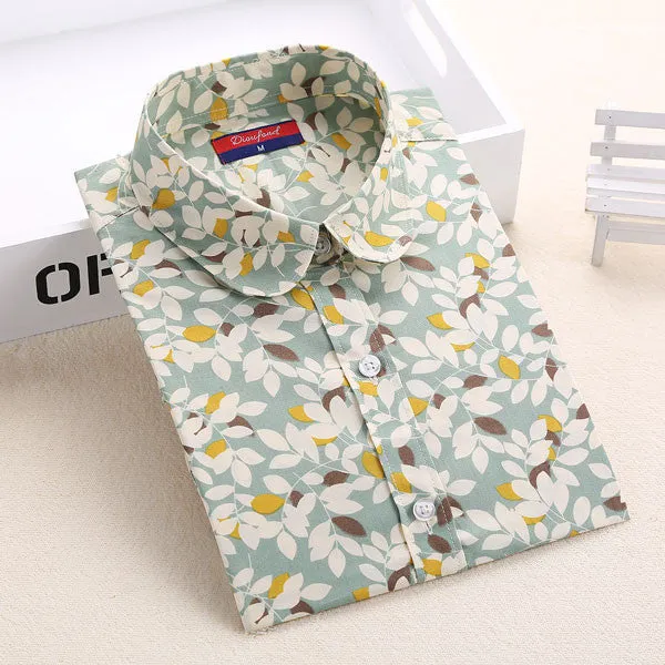 Blouses Women Long Sleeve Shirts Animal Print Cotton Ladies Tops Vintage Clothing Womens Shirt Plus Size 5XL