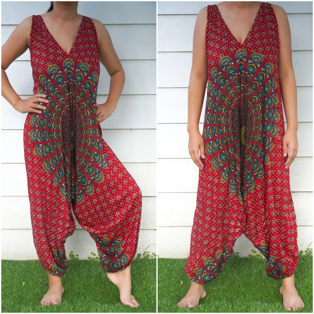 Bohemian Harem Jumpsuit- Red Chakra