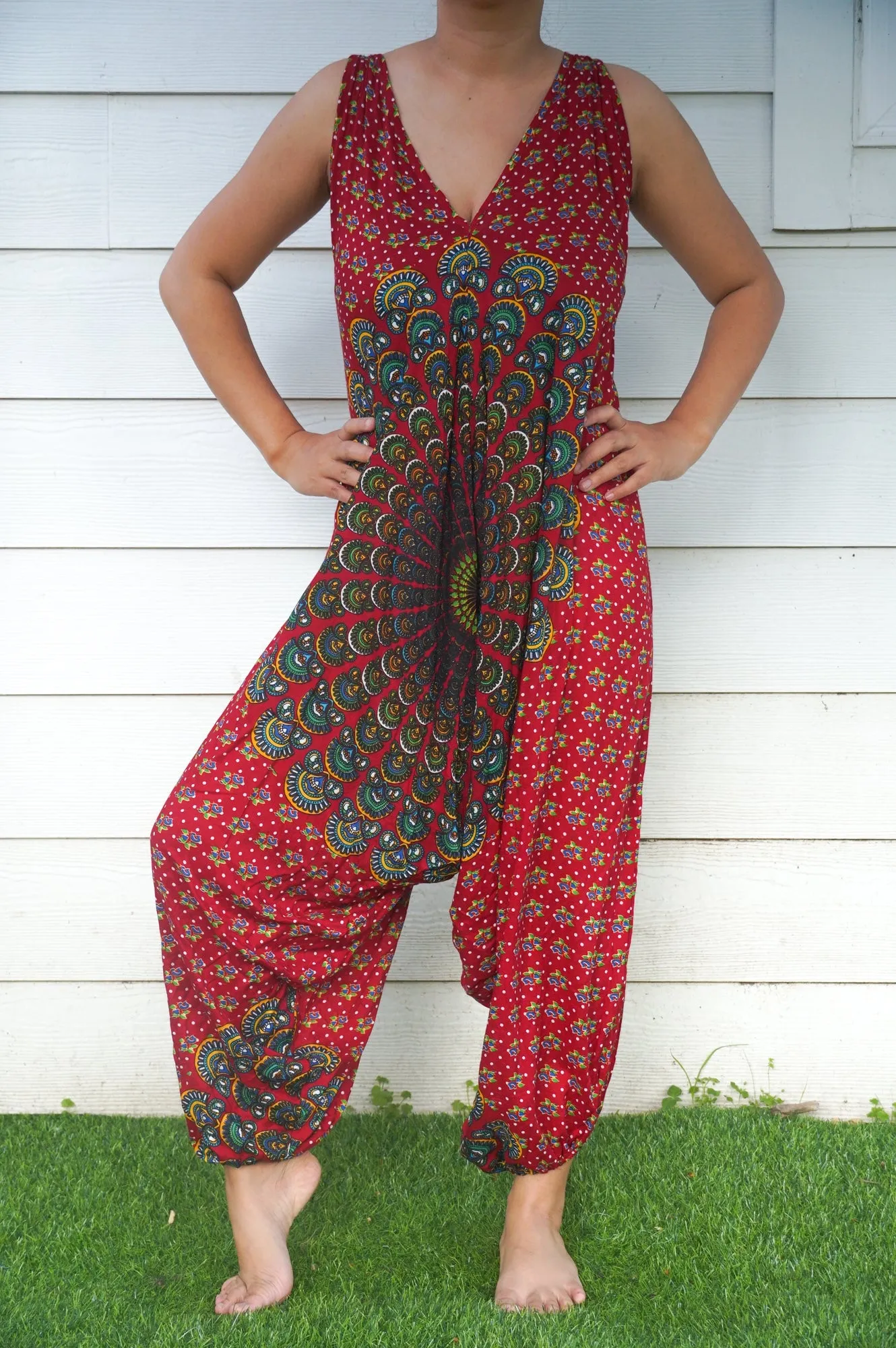 Bohemian Harem Jumpsuit- Red Chakra
