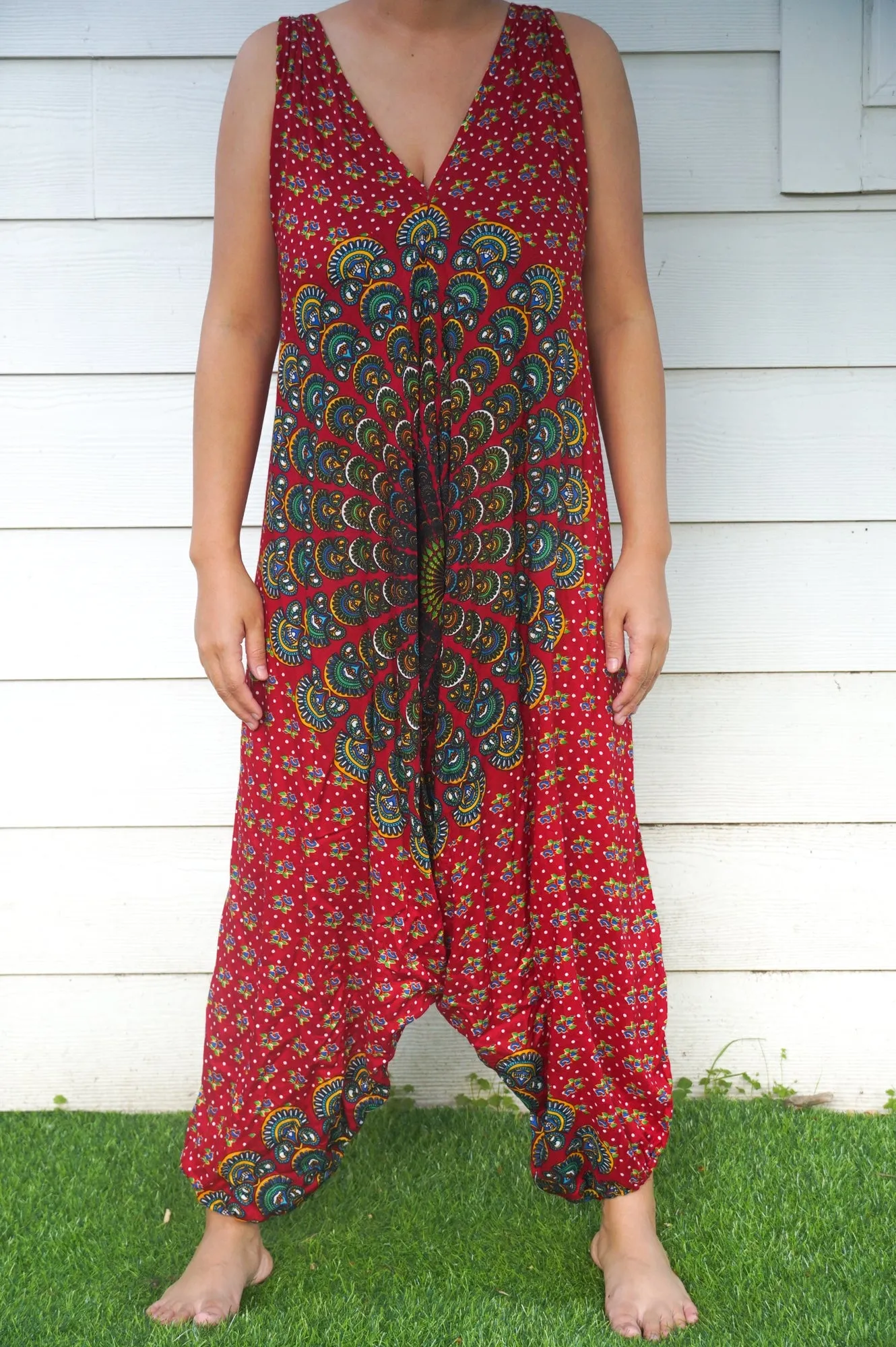 Bohemian Harem Jumpsuit- Red Chakra