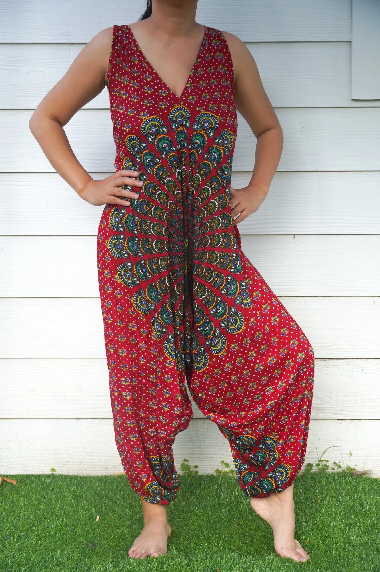 Bohemian Harem Jumpsuit- Red Chakra