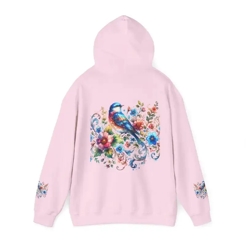 Bold Unisex Heavy Hooded Sweatshirt with Vibrant Bird