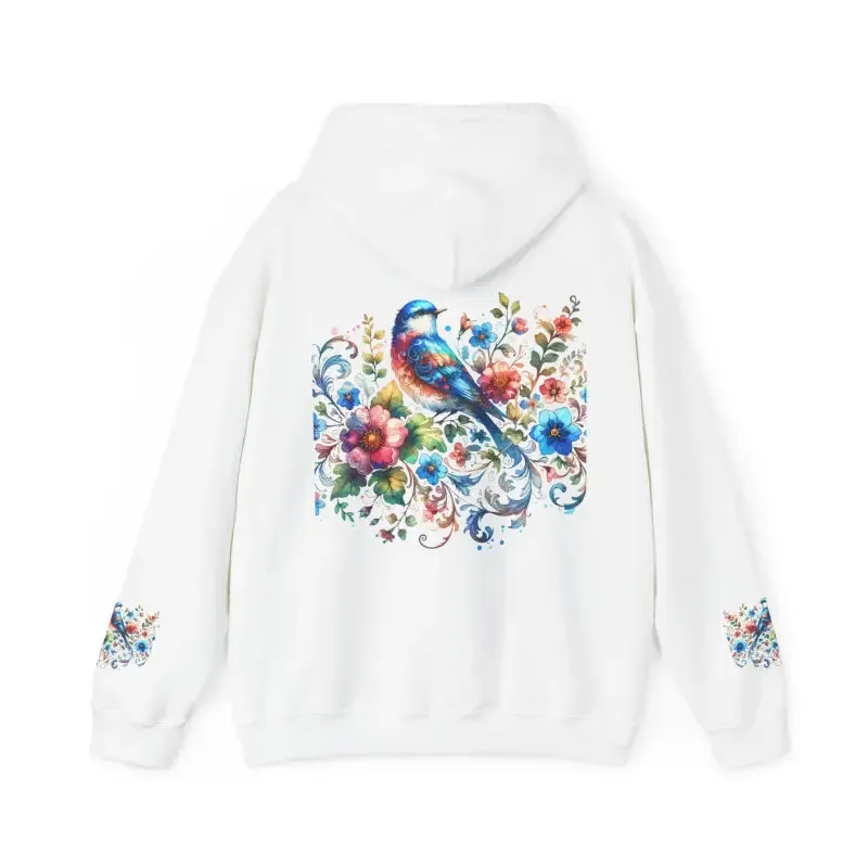 Bold Unisex Heavy Hooded Sweatshirt with Vibrant Bird