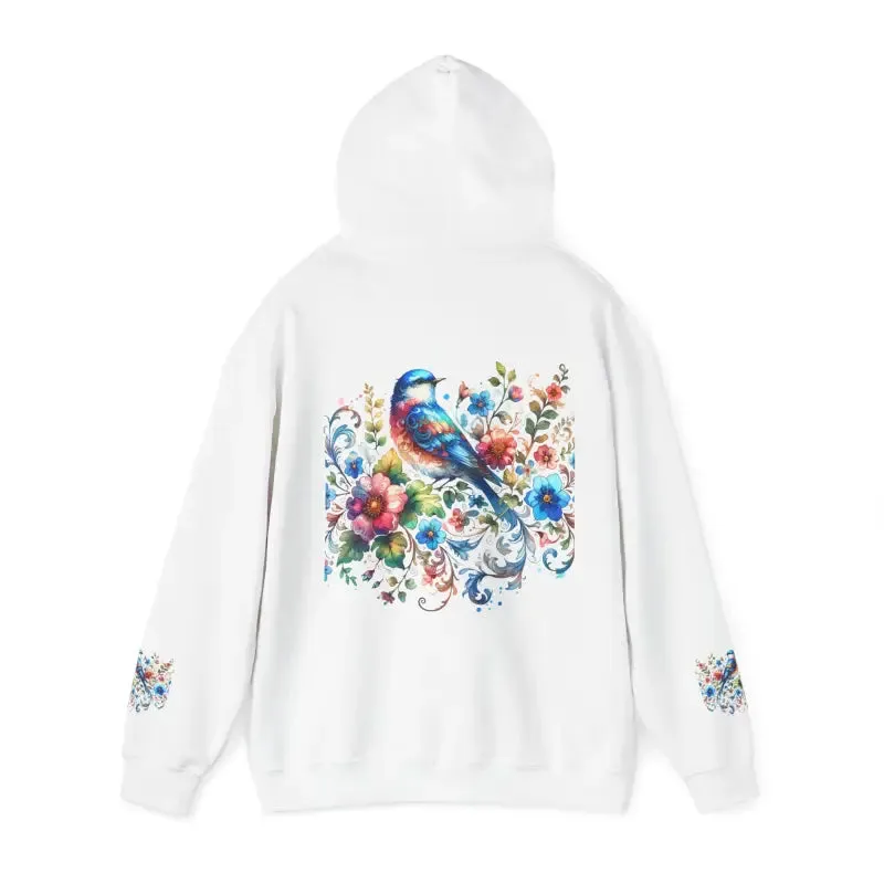 Bold Unisex Heavy Hooded Sweatshirt with Vibrant Bird